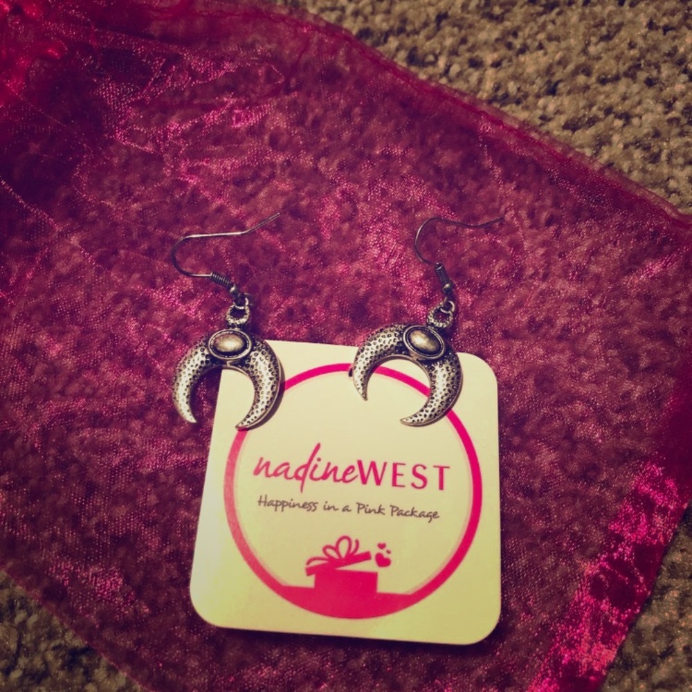Silver moon earrings